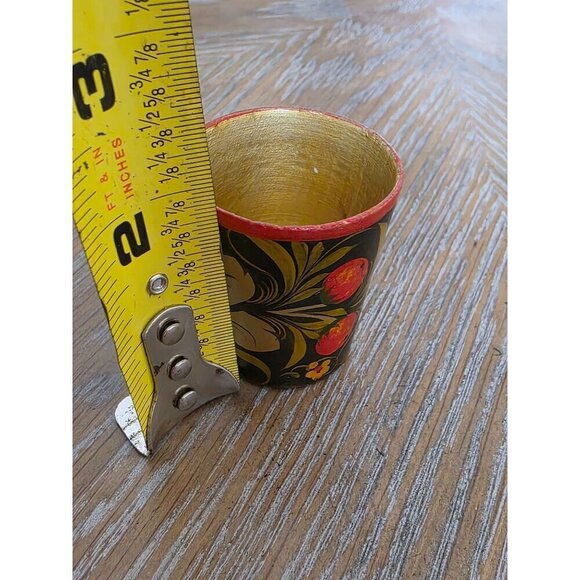 Vintage Hand-Painted Floral Wooden Shot Glasses Set Of 3 - Picture 3 of 16